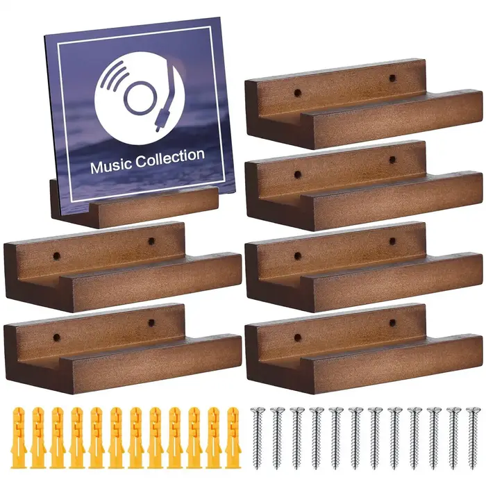 Étagère murale en bois pour disques vinyles