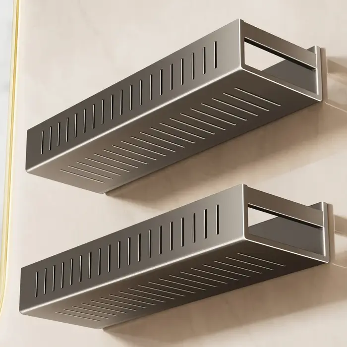 Étagère murale gris anthracite sans perçage pour salle de bain