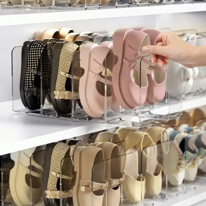 Rangement de chaussures en plastique simple T1, vertical, peu encombrant, multifonctionnel