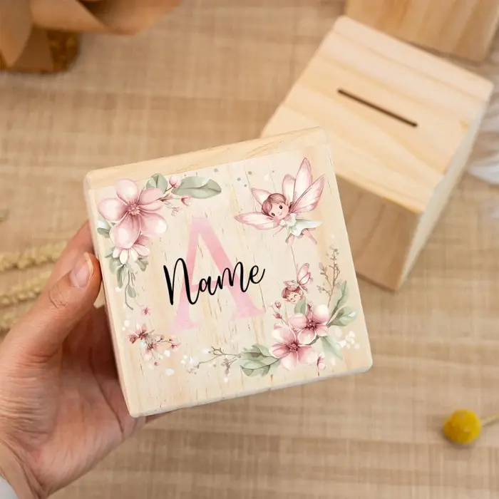 Tirelire personnalisée lettre de fleur avec nom enfants tirelires pièce de monnaie Collection étui e