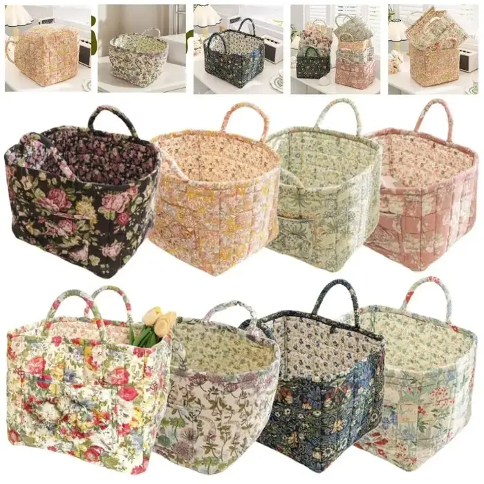 Panier de rangement en tissu à motif floral