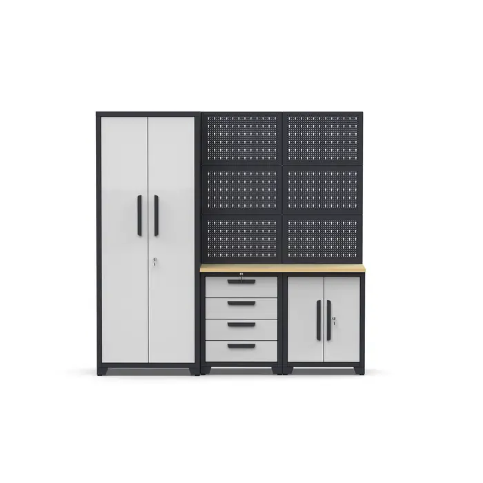 Système d'armoires d'atelier robustes modulaires | Poste de travail professionnelle de stockage de garage avec boîte à