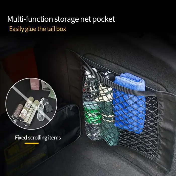 Filet de ficelle élastique pour siège arrière de voiture 40x25 cm, sac de rangement magique en maill