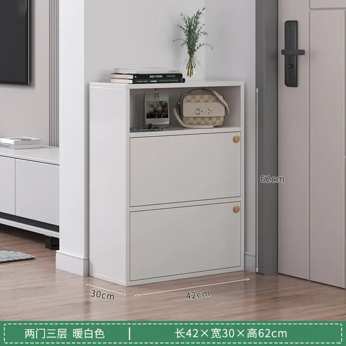 Armoire à chaussures minimaliste moderne en bois massif, petite unité de rangement à domicile à port