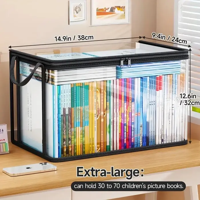 Sac de rangement en PVC avec couvercle rabattable et fenêtre de visualisation