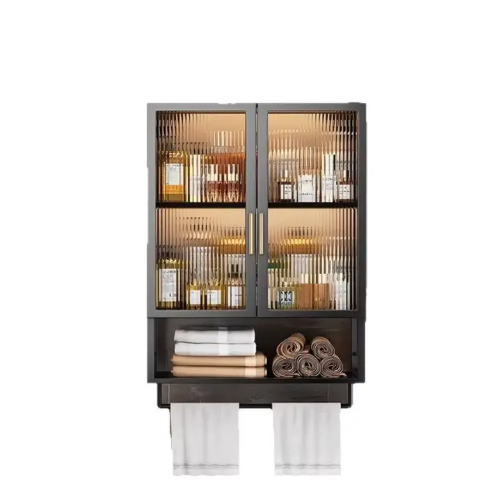 Étagères de salle de bain sans perçage, armoire de rangement murale pour salle de bain, étagère suspendue auto-adhésive, gain de place, douche antirouille