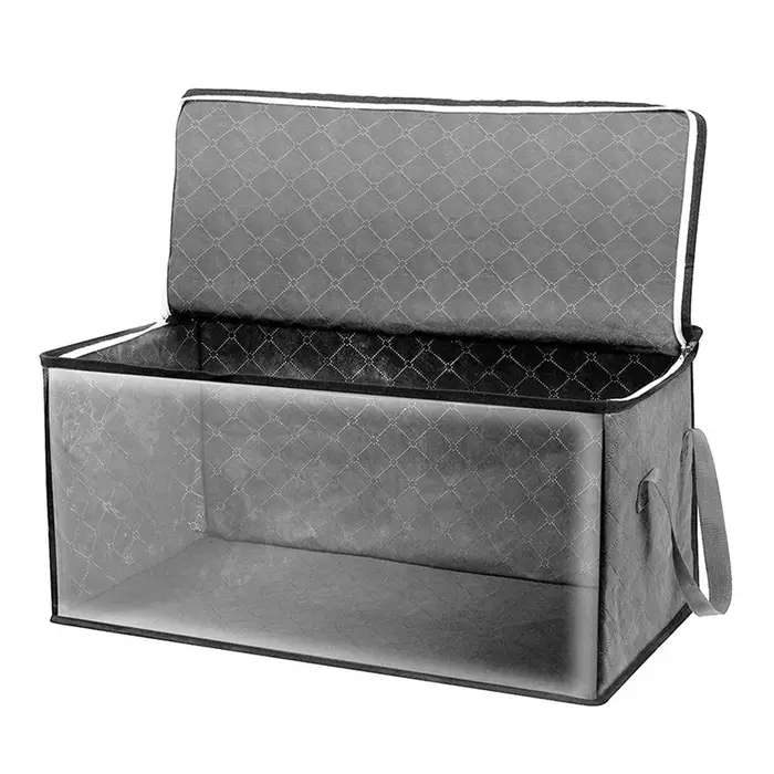 Sac de Rangement pour Vêtements de Grande Capacité, Non Tissé, Pliable, pour Couette, avec Fermeture