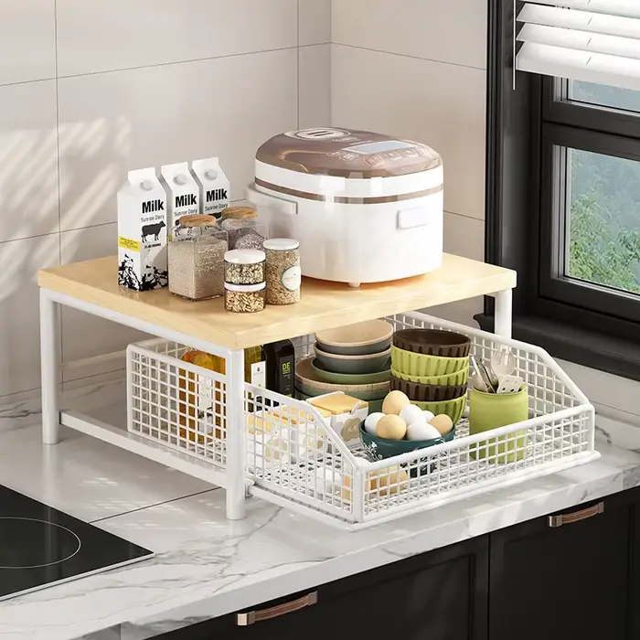 Organisateur de comptoir de cuisine – Étagère multi-usages pour micro-ondes