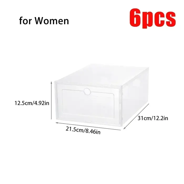 Lot de 6 boîtes à chaussures transparentes empilables, anti-poussière, pour rangement domestique, pl