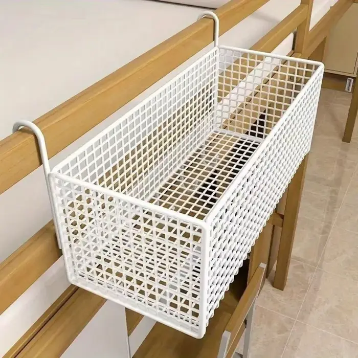 Panier de rangement de chevet en fer, sans perçage, grande capacité, panier suspendu en fil métalliq