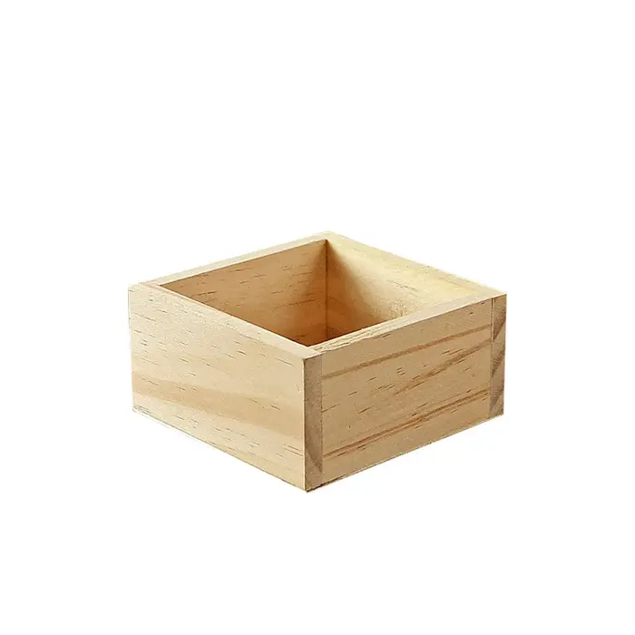 Petite boîte en bois inachevée, boîte carrée en bois, boîte de rangement artisanale pour objets de c