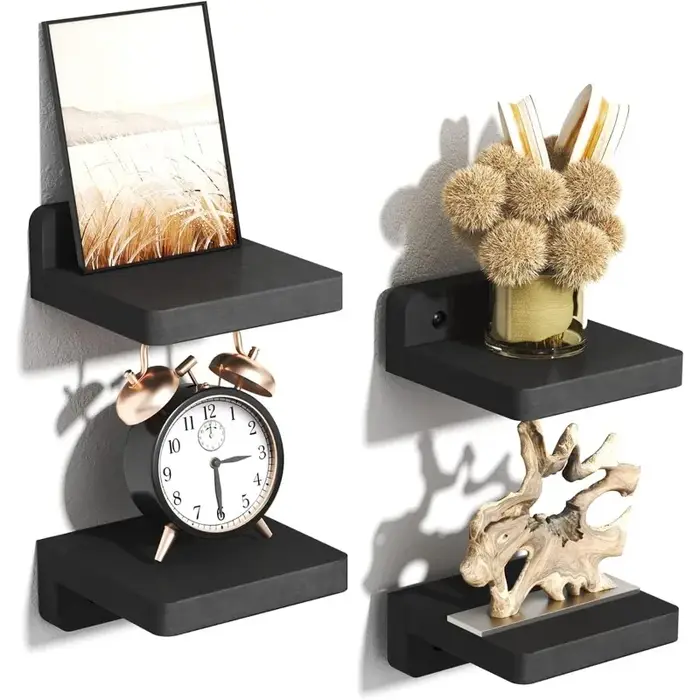 Lot de 4 petites étagères flottantes murales, étagère en bois de 5 pouces, étagères de présentation,