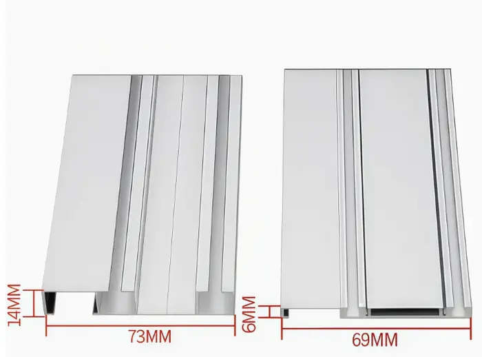 Rail de guidage sans rainures pour porte coulissante, montage en surface, pour porte de placard méta