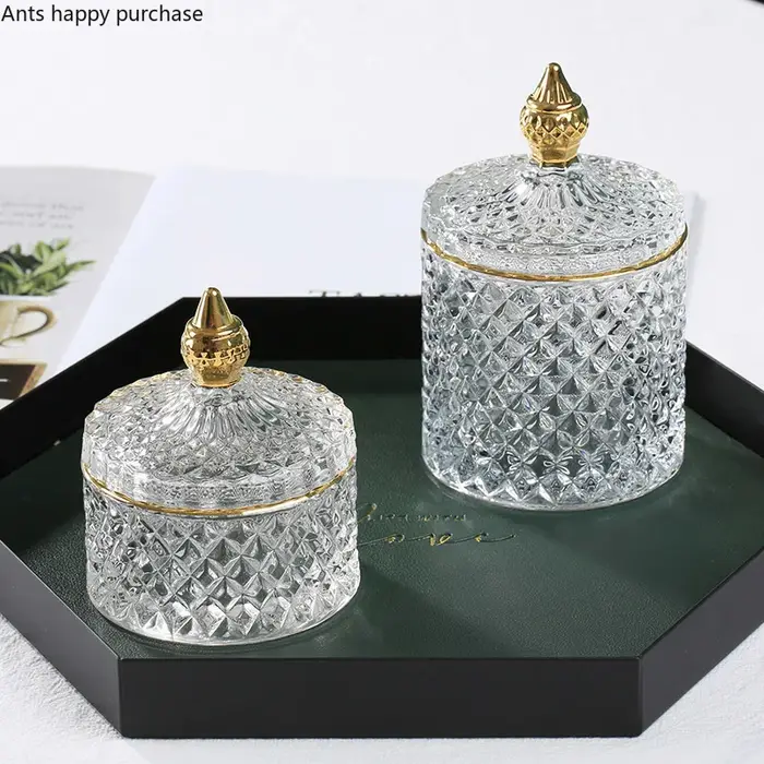 Bocal en verre transparent avec couvercle