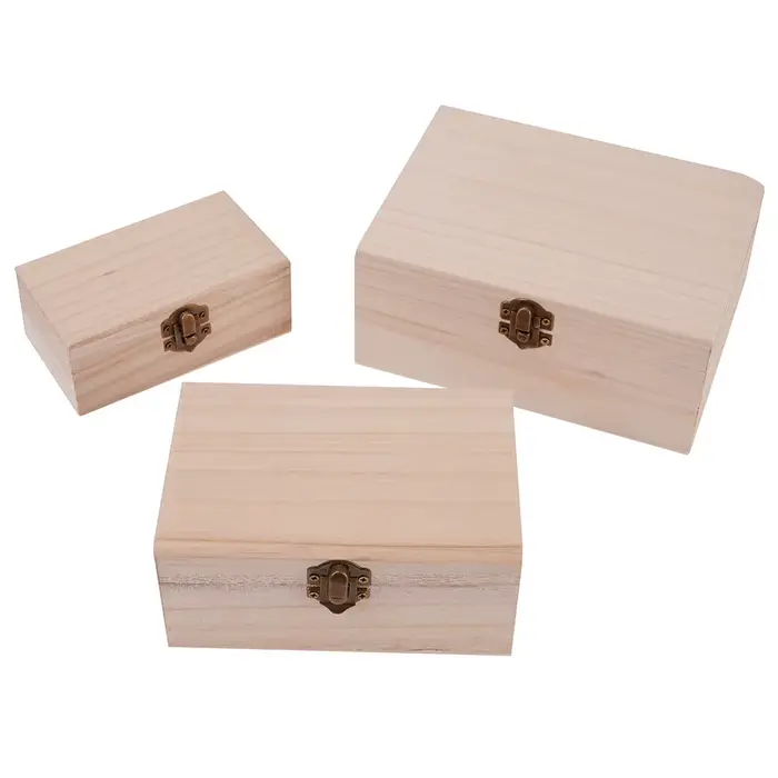 Boîte de rangement en bois S/M/L