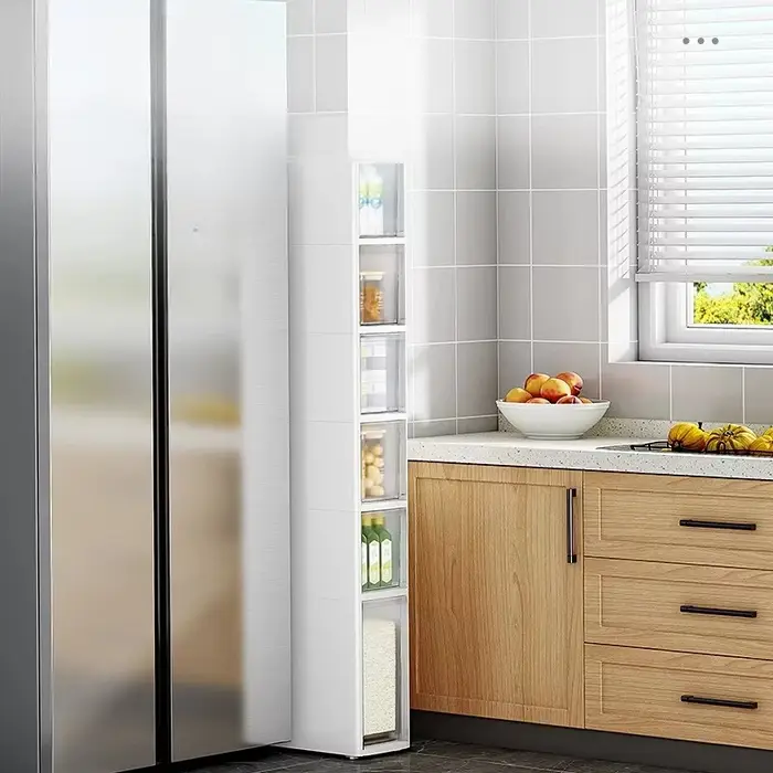 Support de rangement à plusieurs niveaux, armoire de rangement au sol Ultra-étroite pour cuisine, salle de bains, armoire latérale, toilettes mobiles