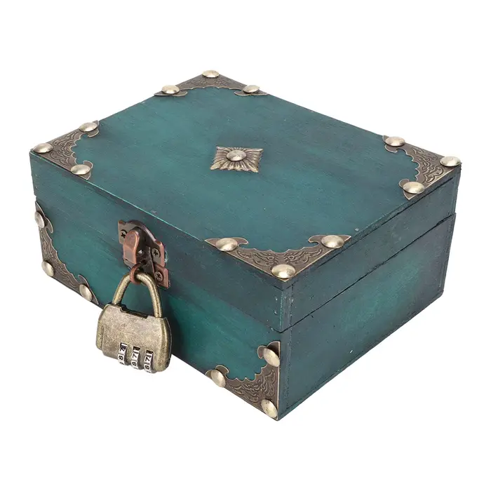 Boîte de rangement à bijoux en bois avec serrure