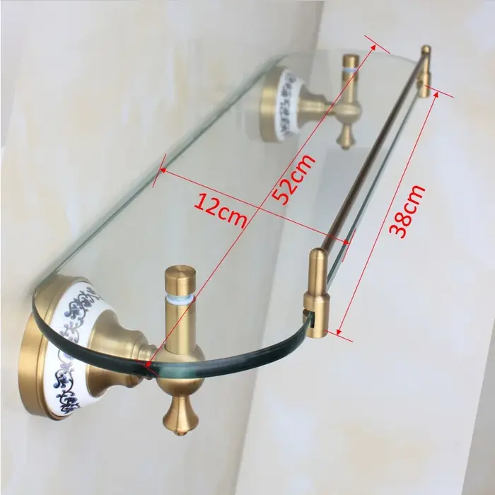 HOGlass-mir de douche mural, étagère à 1 niveau, caddie de douche, panier de bain, support en verre 