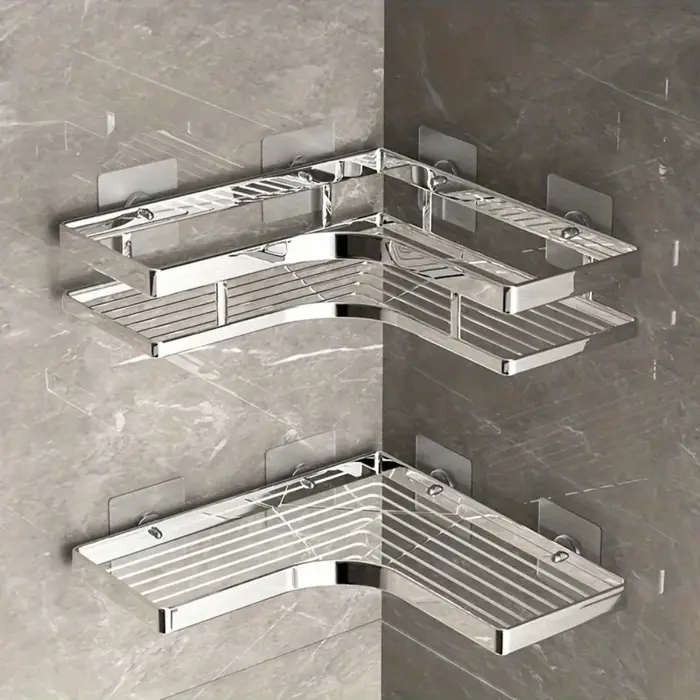 Étagère d'angle de douche en acier inoxydable sans perçage
