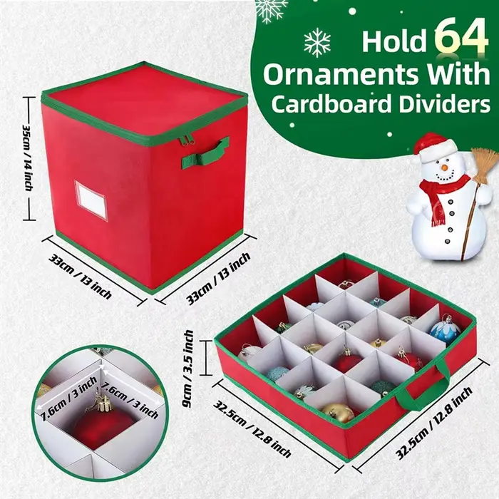 B84B-boîte de rangement de décoration de noël pliable pouvant contenir jusqu'à 64 boules d'ornement étui de vacances avec couver