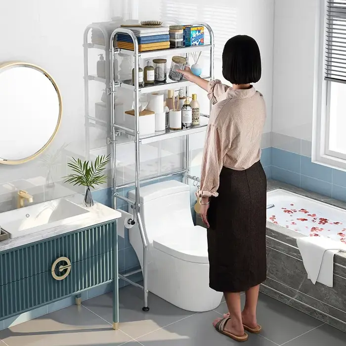 Étagère de rangement pour salle de bain au-dessus des toilettes