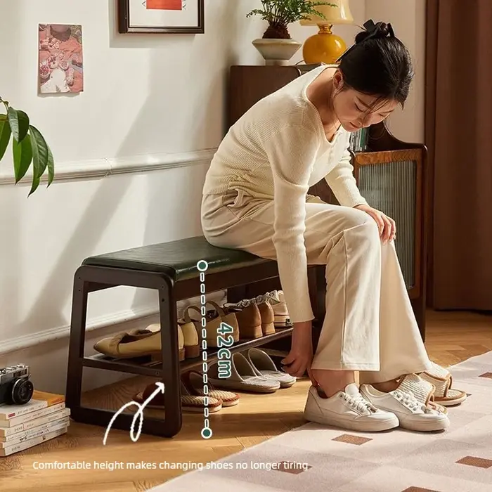 Tabouret à chaussures en bois massif pour la maison