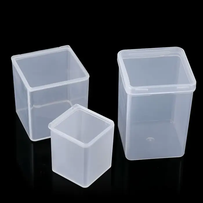 3TANSmall-Boîte de rangement carrée transparente en plastique