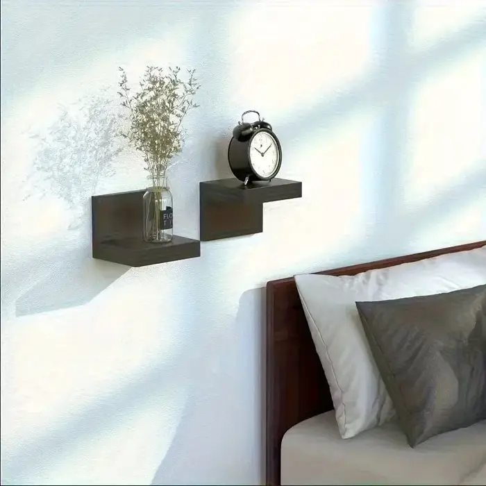 5 étagères flottantes murales noires - Petits présentoirs de 2 pouces pour le rangement et la décoration du salon