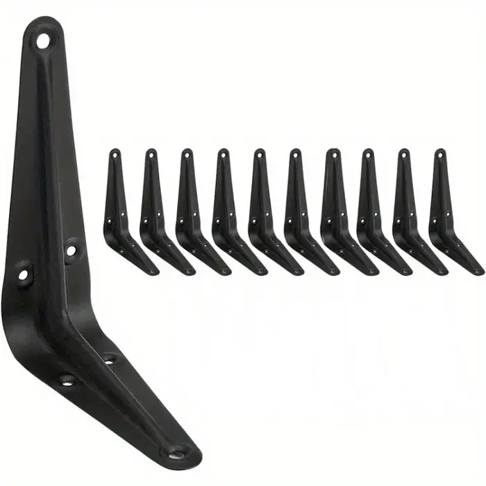 Supports d'étagère flottants en L de 8 pouces, 10 pièces, en acier noir robuste pour Angle de Joint 