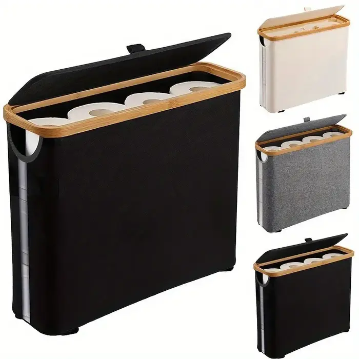 Panier de rangement pour papier toilette avec fenêtre transparente et couvercle