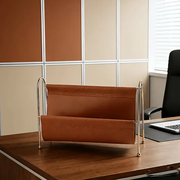 Organisateur de bureau moderne pour la maison, support de rangement de bureau en métal doré pour pet