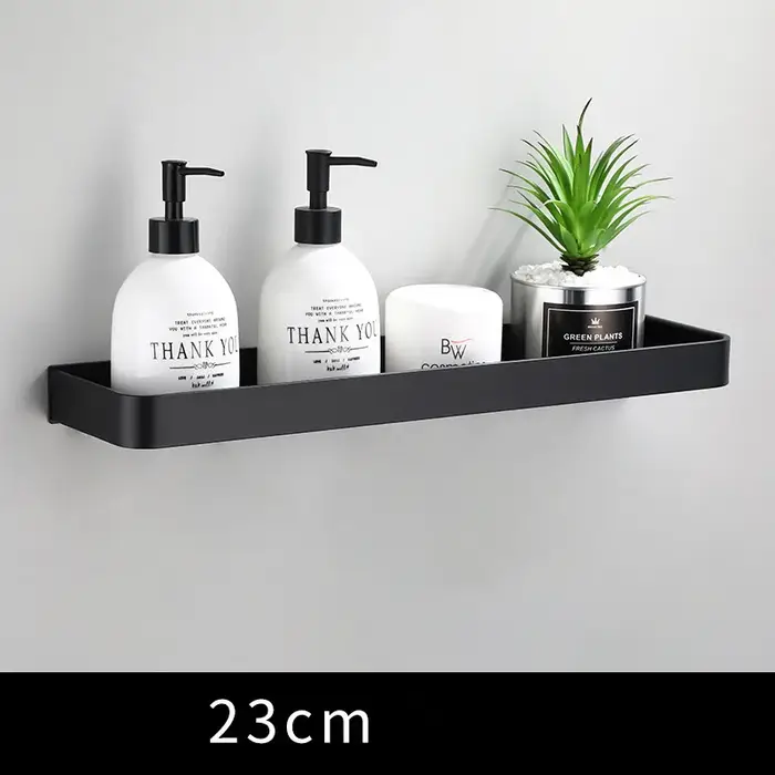 Étagère murale de salle de bain en aluminium noir, peut se fixer dans un angle, idéal pour la douche
