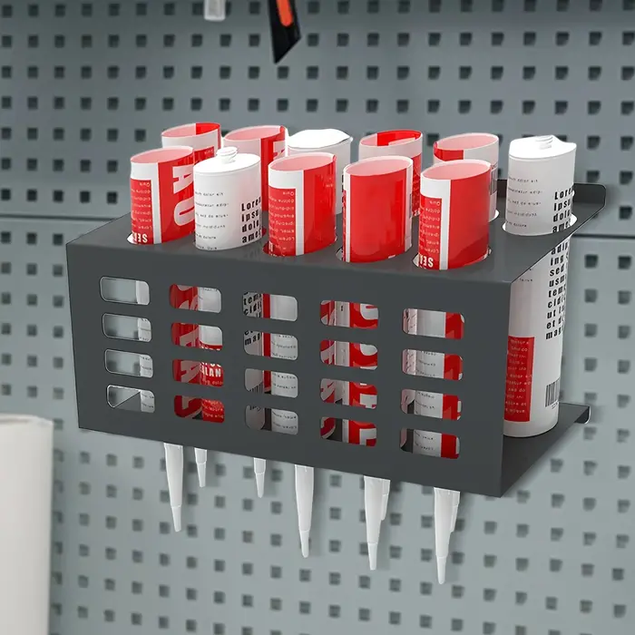Support de rangement mural polyvalent en acier inoxydable – Organisateur de mastic et de graisse pour étagères d'atelier