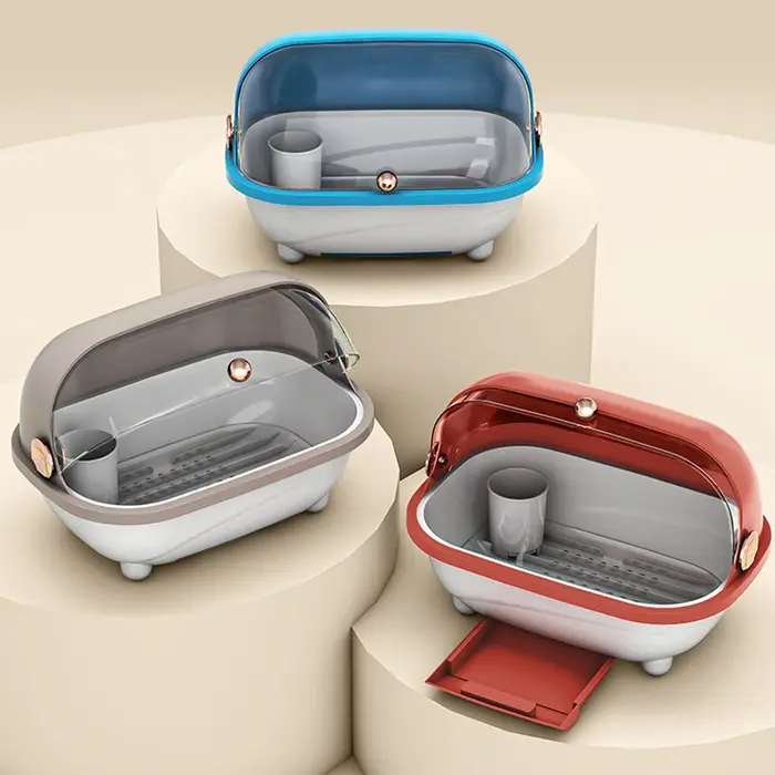 Armoire de séchage de vaisselle anti-poussière – Organisateur de cuisine peu encombrant avec drainage rapide
