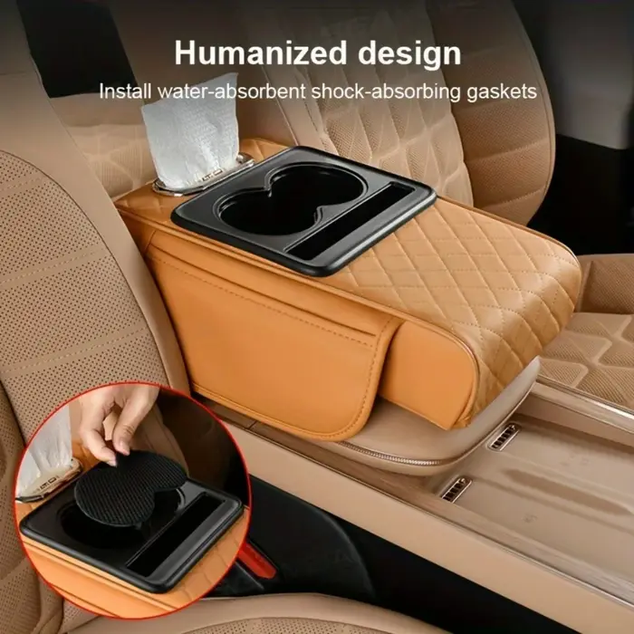 Tapis de console centrale de voiture avec boîte de rangement intégrée