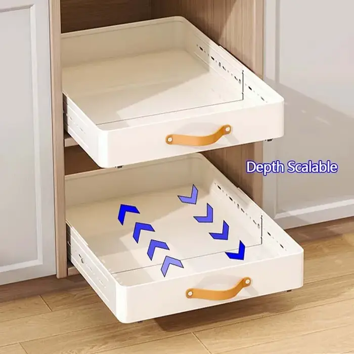 Nouvelle étagère de rangement de cuisine évolutive avec armoires