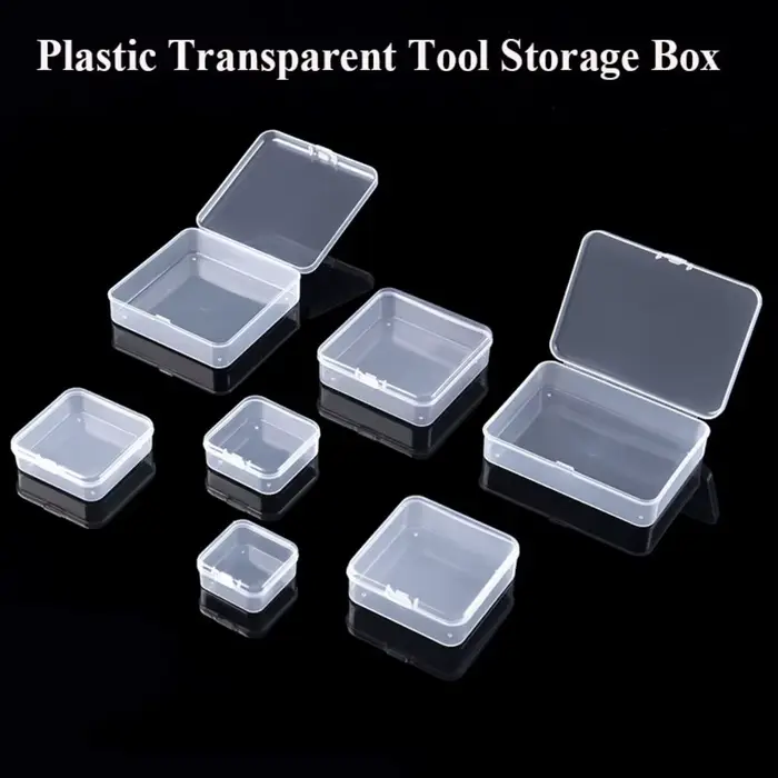 Boîte de rangement carrée en plastique, contenant transparent pour bijoux, perles, petits articles, 