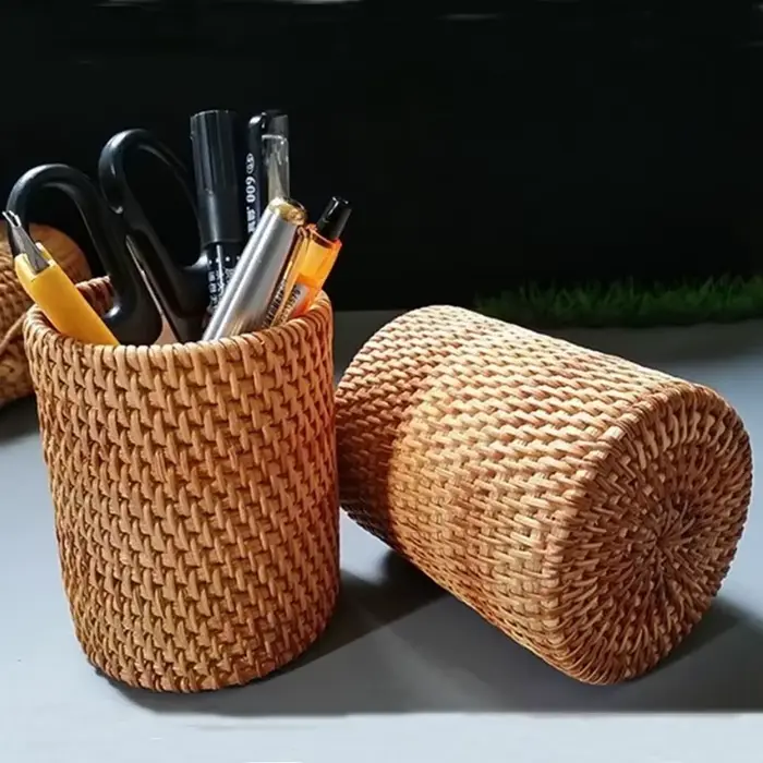 Organisateur de baguettes en rotin pour la maison, pelle, cuillères, couteaux à dîner, fourchettes, vaisselle, boîte de rangement, paniers de rangement