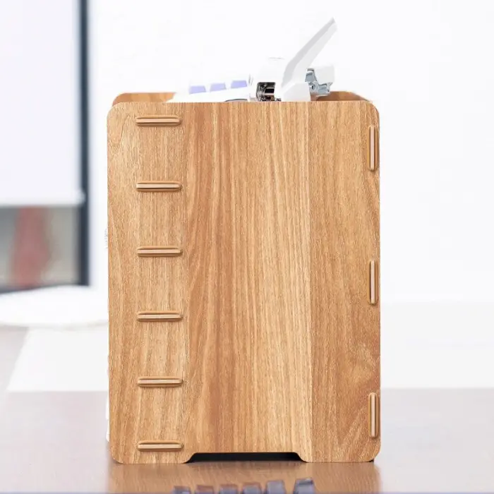 Organisateur de bureau en bois multi-compartiments
