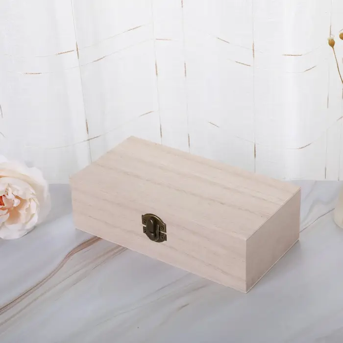 Boîte de rangement rectangulaire rétro en bois, organisateur de bureau à clapet, boîte-cadeau de bij
