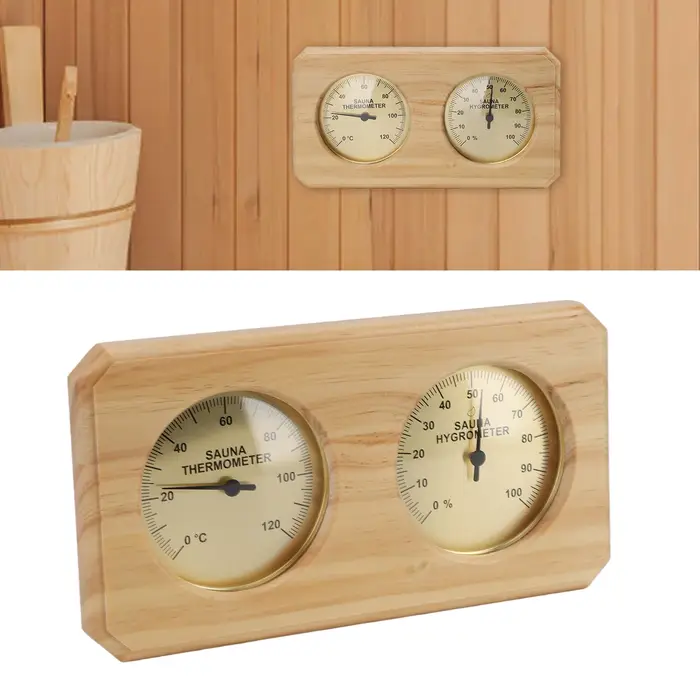 Double compteur de température et d'humidité mural 2 en 1, thermomètre et hygromètre de Sauna en boi