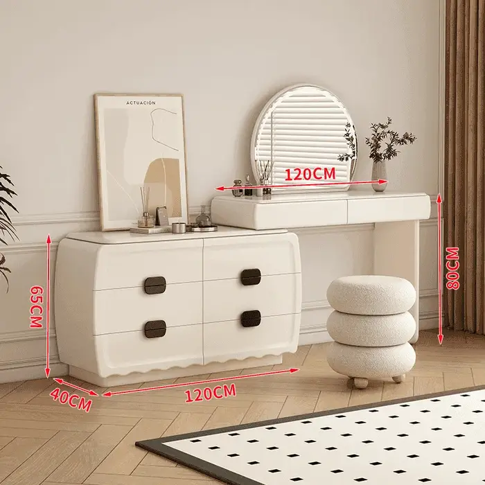 Coiffeuse compacte de luxe blanche moderne avec miroir