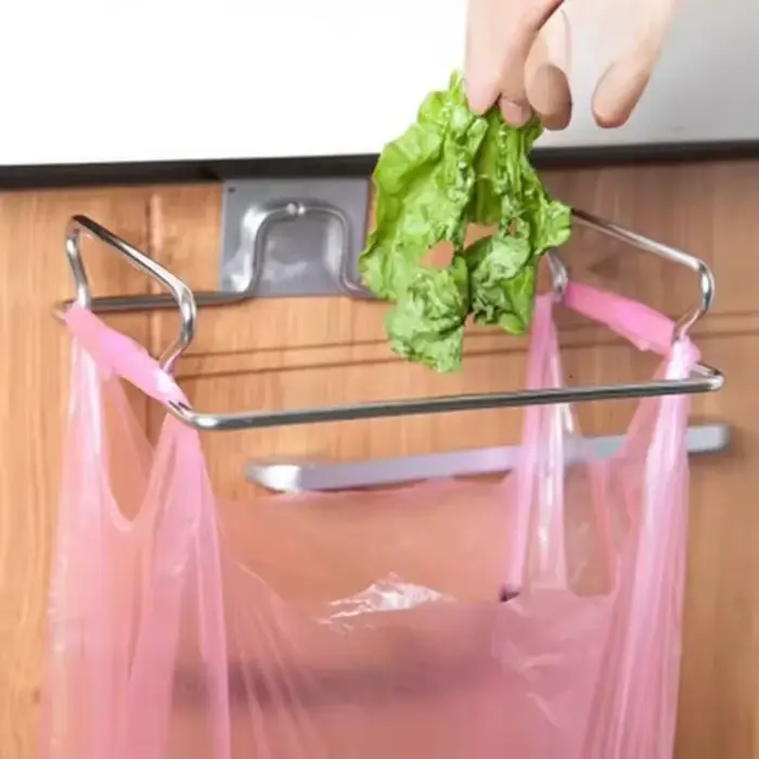 Support de rangement multifonctionnel pour sacs poubelles en acier inoxydable pour porte d'armoire
