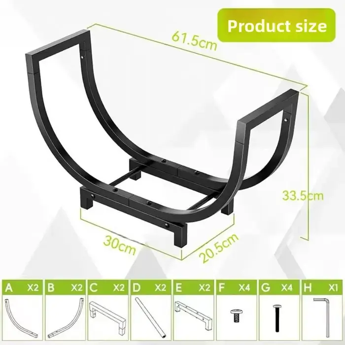 Support à bois de chauffage d'intérieur en acier, porte-bûches multifonctionnel, antirouille, pour j