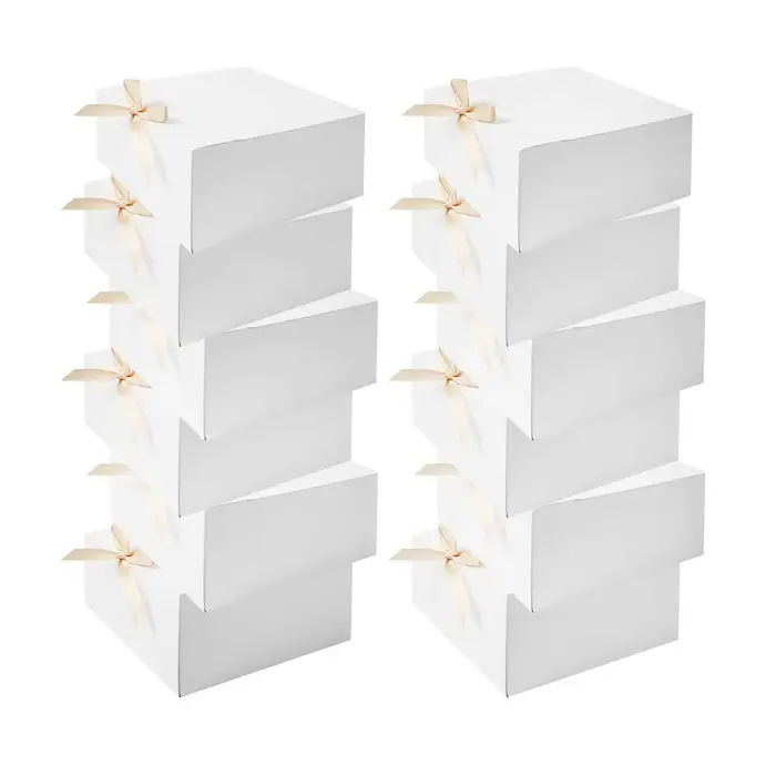 Coffrets cadeaux avec couvercles, coffrets cadeaux blancs en vrac avec ruban à nœud doré, coffrets c