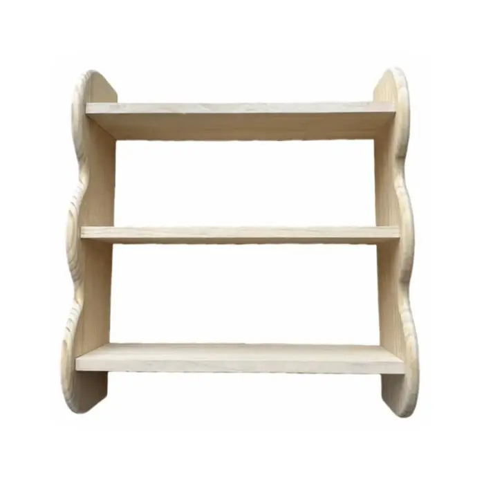 Étagère murale en bois à 3 niveaux, grande capacité, avec vis, bord ondulé, étagère murale en bois,