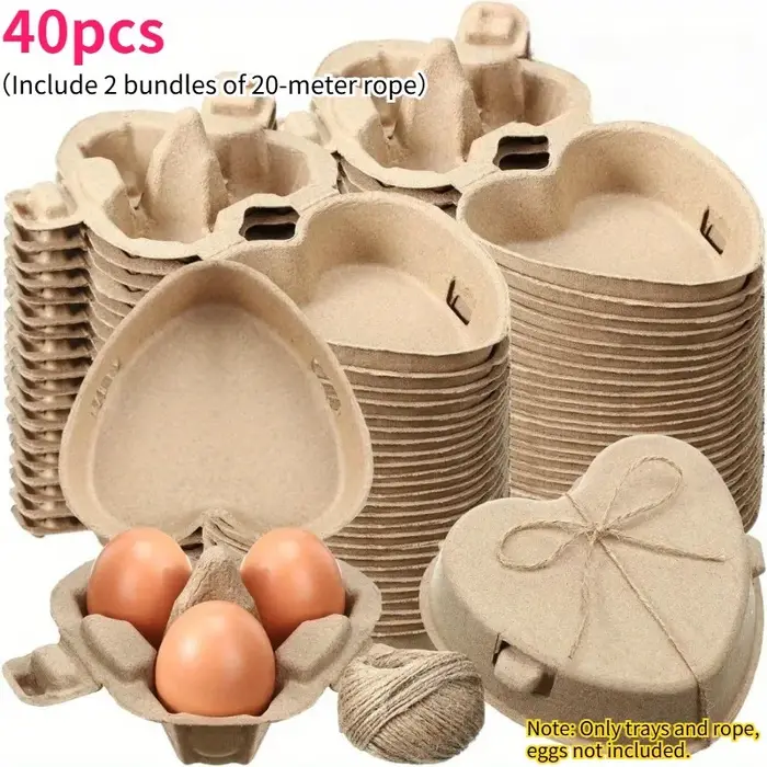Boîtes en carton pour œufs de pâques en forme de cœur, 40 pièces, avec poignées, panier en papier ré