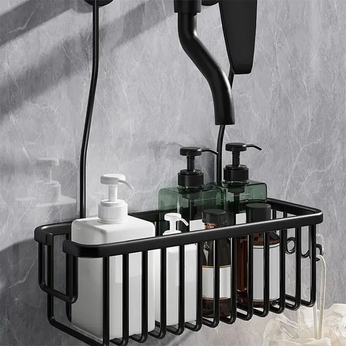 Étagère de salle de bain en aluminium, organisateur de rangement de douche réglable avec porte-shamp