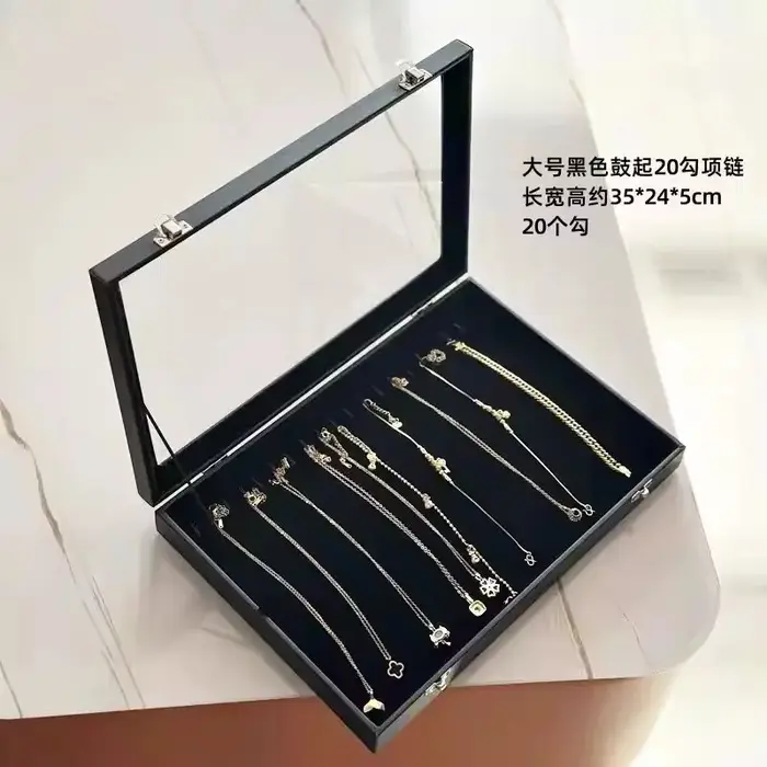 Boîte à bijoux de grande capacité, présentoir à motif en bois, étui de rangement pour accessoires pr