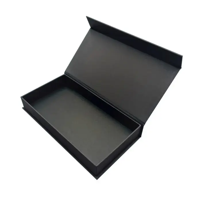 Boîte d'emballage et d'expédition à couvercle magnétique rectangulaire, marron blanc et noir, boîte-